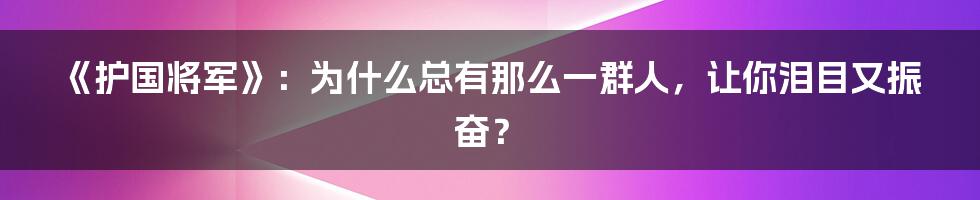 《护国将军》：为什么总有那么一群人，让你泪目又振奋？