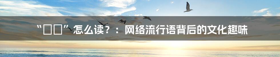 “槑槑”怎么读?:网络流行语背后的文化趣味