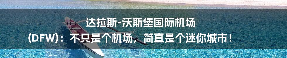 达拉斯-沃斯堡国际机场 (DFW)：不只是个机场，简直是个迷你城市！