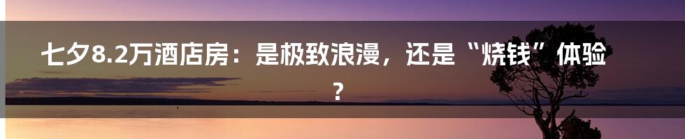 七夕8.2万酒店房：是极致浪漫，还是“烧钱”体验？