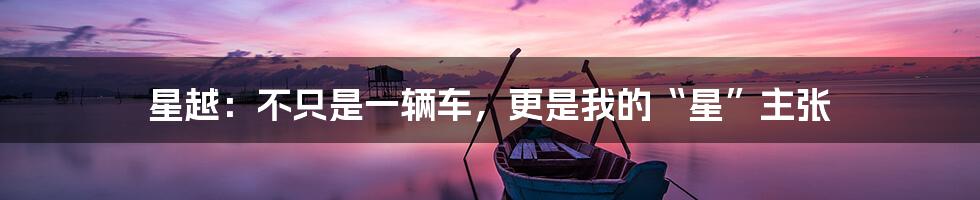 星越：不只是一辆车，更是我的“星”主张