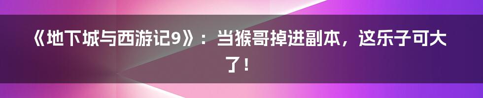 《地下城与西游记9》：当猴哥掉进副本，这乐子可大了！