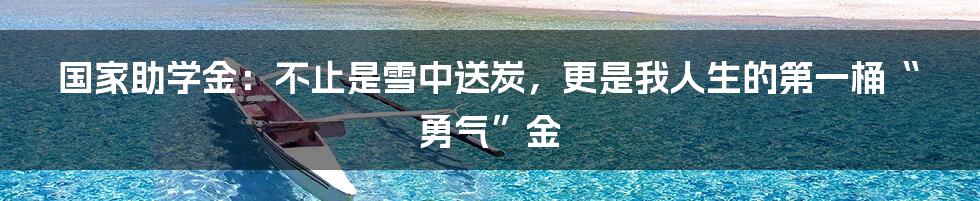 国家助学金:不止是雪中送炭,更是我人生的第一桶“勇气”金