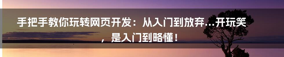 手把手教你玩转网页开发:从入门到放弃...开玩笑,是入门到略懂!