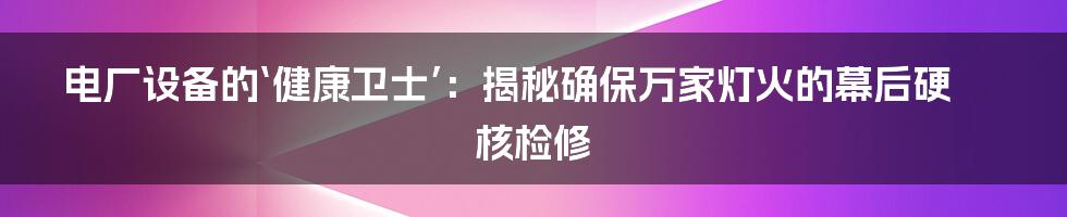 电厂设备的‘健康卫士’:揭秘确保万家灯火的幕后硬核检修