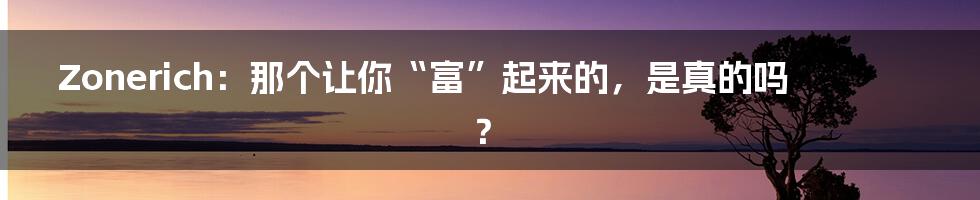 Zonerich:那个让你“富”起来的,是真的吗?