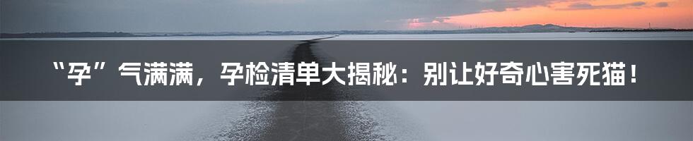 “孕”气满满,孕检清单大揭秘:别让好奇心害死猫!