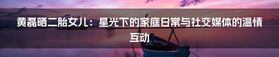 黄磊晒二胎女儿:星光下的家庭日常与社交媒体的温情互动