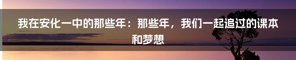 我在安化一中的那些年：那些年，我们一起追过的课本和梦想