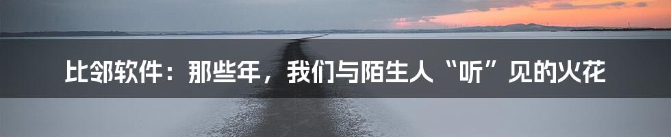 比邻软件：那些年，我们与陌生人“听”见的火花