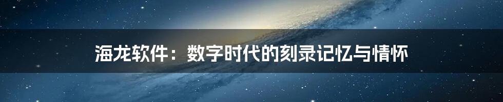 海龙软件:数字时代的刻录记忆与情怀