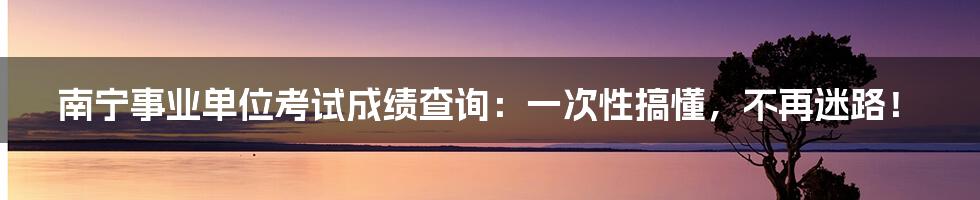 南宁事业单位考试成绩查询:一次性搞懂,不再迷路!