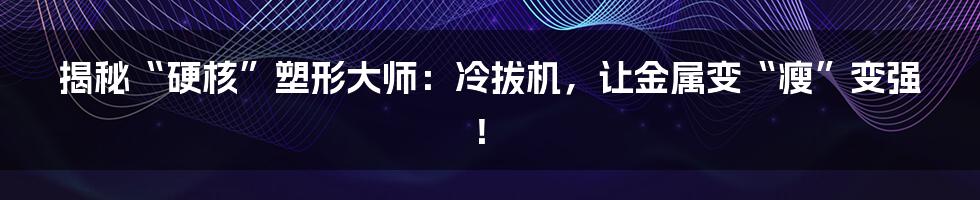 揭秘“硬核”塑形大师:冷拔机,让金属变“瘦”变强!