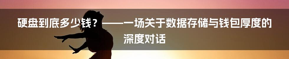 硬盘到底多少钱？——一场关于数据存储与钱包厚度的深度对话