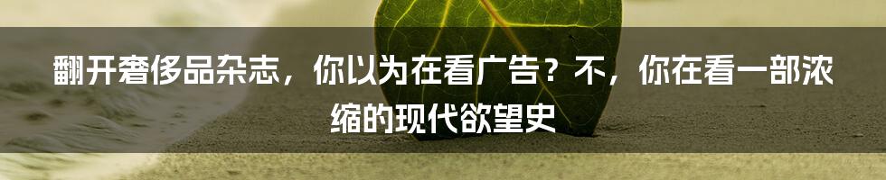 翻开奢侈品杂志，你以为在看广告？不，你在看一部浓缩的现代欲望史