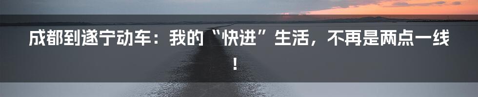 成都到遂宁动车：我的“快进”生活，不再是两点一线！