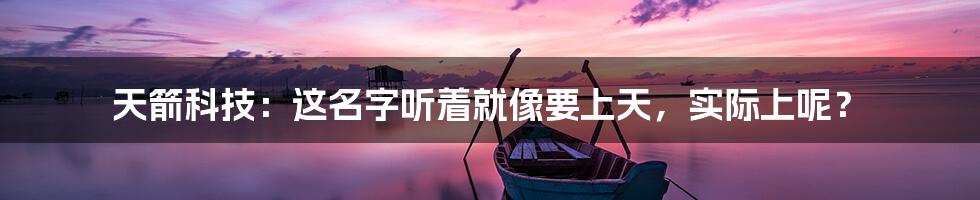 天箭科技:这名字听着就像要上天,实际上呢?