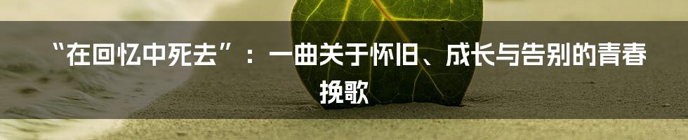 “在回忆中死去”:一曲关于怀旧、成长与告别的青春挽歌