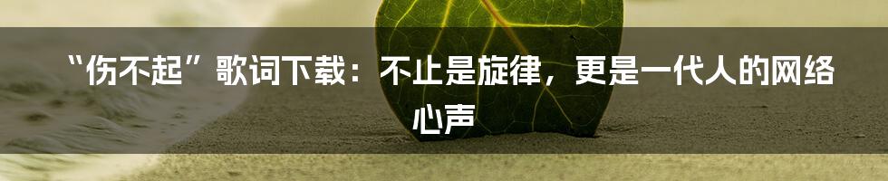 “伤不起”歌词下载:不止是旋律,更是一代人的网络心声