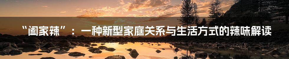 “阖家辣”:一种新型家庭关系与生活方式的辣味解读