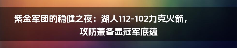 紫金军团的稳健之夜：湖人112-102力克火箭，攻防兼备显冠军底蕴