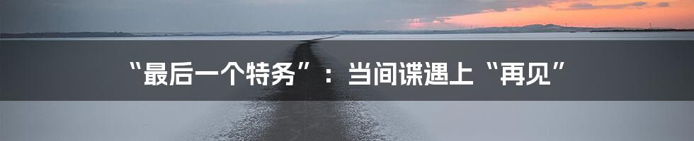 “最后一个特务”:当间谍遇上“再见”