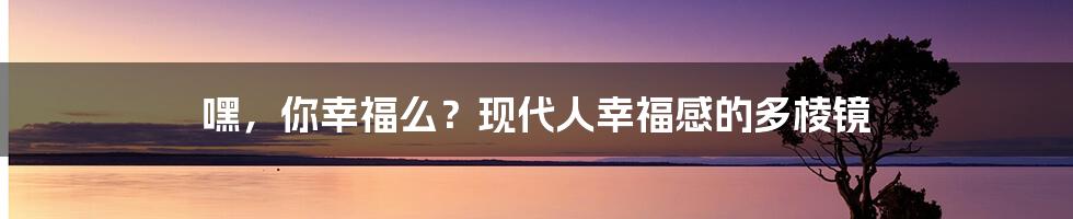 嘿，你幸福么？现代人幸福感的多棱镜