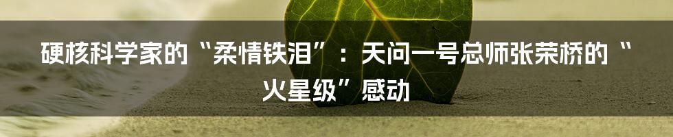 硬核科学家的“柔情铁泪”:天问一号总师张荣桥的“火星级”感动