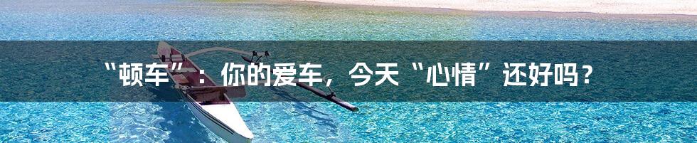 “顿车”：你的爱车，今天“心情”还好吗？