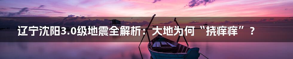 辽宁沈阳3.0级地震全解析：大地为何“挠痒痒”？