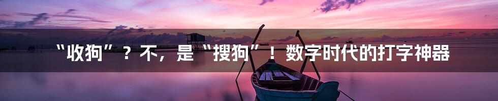 “收狗”？不，是“搜狗”！数字时代的打字神器