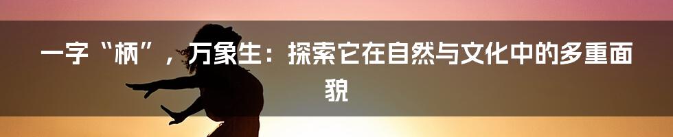 一字“柄”，万象生：探索它在自然与文化中的多重面貌