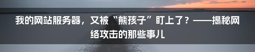 我的网站服务器，又被“熊孩子”盯上了？——揭秘网络攻击的那些事儿