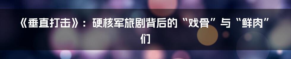 《垂直打击》:硬核军旅剧背后的“戏骨”与“鲜肉”们