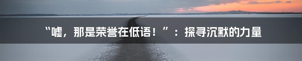 “嘘,那是荣誉在低语!”:探寻沉默的力量