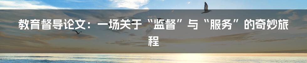教育督导论文：一场关于“监督”与“服务”的奇妙旅程