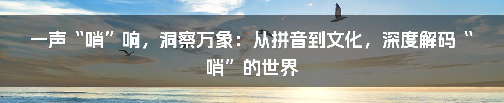 一声“哨”响，洞察万象：从拼音到文化，深度解码“哨”的世界