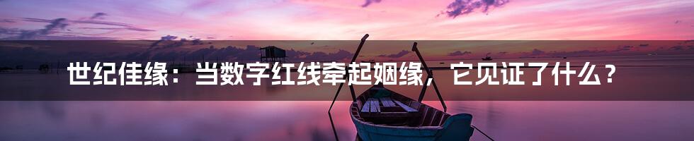 世纪佳缘:当数字红线牵起姻缘,它见证了什么?