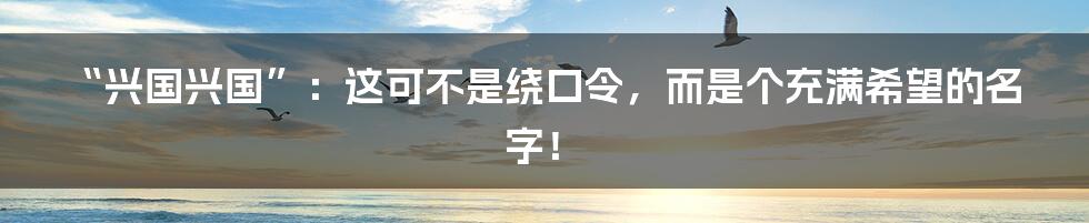 “兴国兴国”：这可不是绕口令，而是个充满希望的名字！