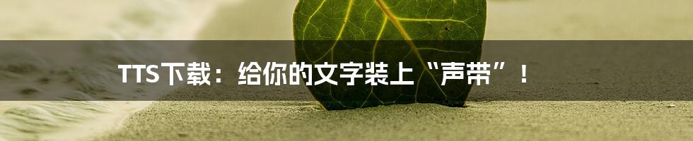 TTS下载：给你的文字装上“声带”！