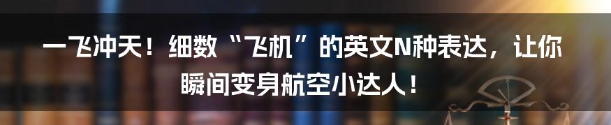 一飞冲天！细数“飞机”的英文N种表达，让你瞬间变身航空小达人！