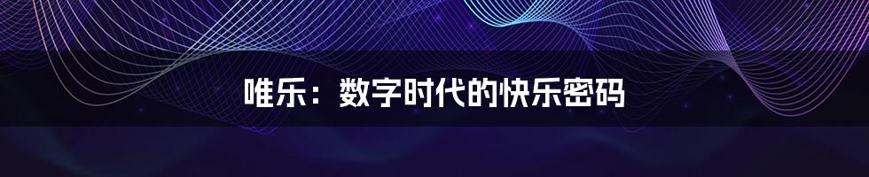 唯乐：数字时代的快乐密码