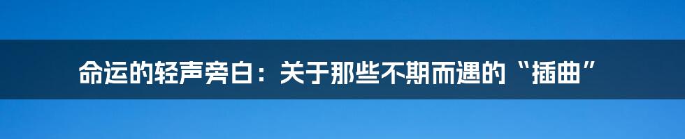 命运的轻声旁白：关于那些不期而遇的“插曲”