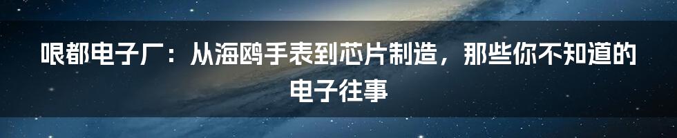 哏都电子厂:从海鸥手表到芯片制造,那些你不知道的电子往事