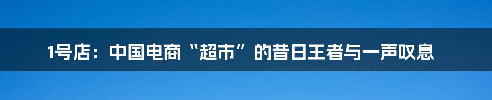 1号店:中国电商“超市”的昔日王者与一声叹息