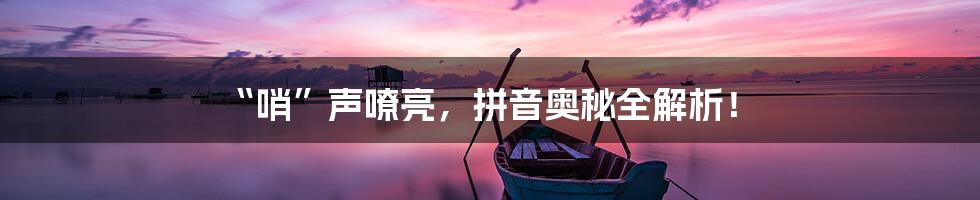 “哨”声嘹亮,拼音奥秘全解析!