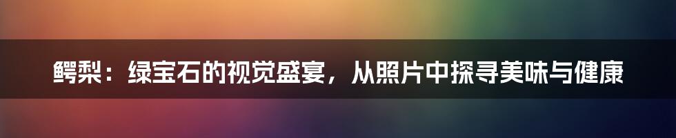 鳄梨：绿宝石的视觉盛宴，从照片中探寻美味与健康