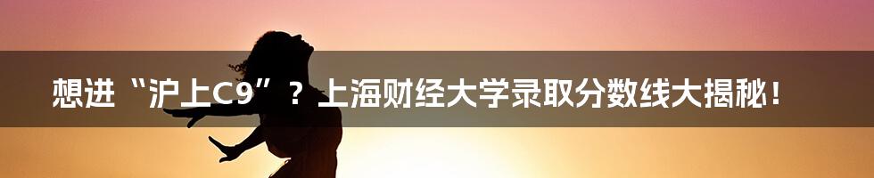 想进“沪上C9”?上海财经大学录取分数线大揭秘!