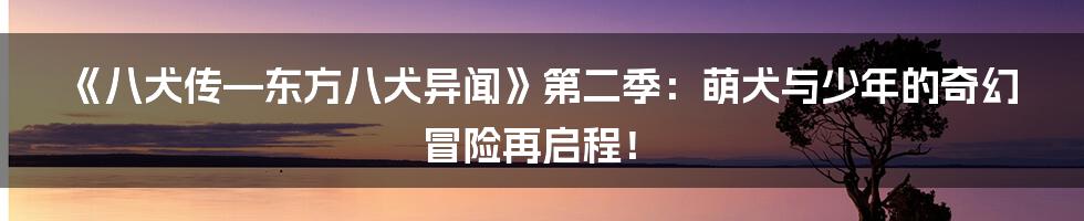 《八犬传—东方八犬异闻》第二季：萌犬与少年的奇幻冒险再启程！