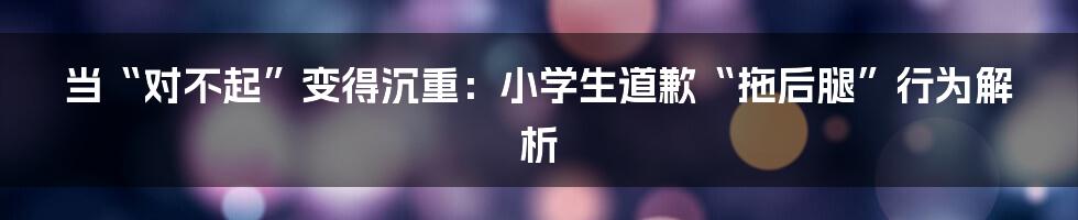 当“对不起”变得沉重：小学生道歉“拖后腿”行为解析